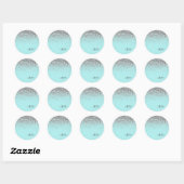 Zilveren Teal Aqua Blauwe Meisjesachtige Glitter M Ronde Sticker (Vel)