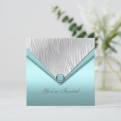 Zilveren Teal Blauwe Feest Kaart (Staand voorkant)