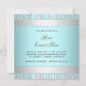 Zilveren Teal Blauwe Feest Kaart (Achterkant)