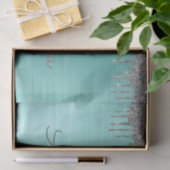 Zilveren Teal Glitter Geborsteld Metal Monogram Na Tissuepapier (Geschenk)