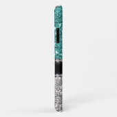 Zilveren Teal Glitter Glam Bling Persoonlijk Case-Mate iPhone Case (Achterkant/rechts)
