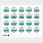 Zilveren Teal Glitter & Jewel Boog Sticker (Vel)