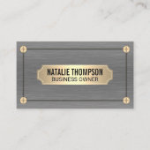 Zilveren textuur metaal | Gouden schroeven en plaa Visitekaartje (Voorkant)