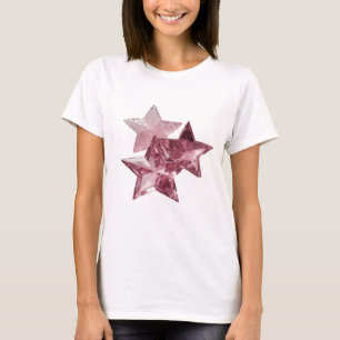 Zilveren THREE ROZE STER DECORATIES met een rand T-shirt