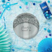 Zilveren Tiara Crown & Diamond Bling Party Papieren Bordje (Feest)