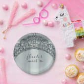 Zilveren Tiara Crown & Diamond Bling Party Papieren Bordje (Feest)