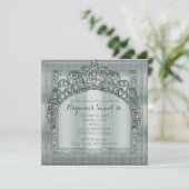 Zilveren Tiara Crown & Diamond Bling Uitnodigingen (Staand voorkant)