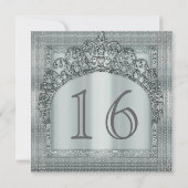 Zilveren Tiara Crown & Diamond Bling Uitnodigingen (Achterkant)