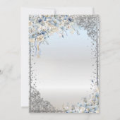 Zilveren Tiara, Diamanten Blauwe Bloemen Quinceañe Kaart (Achterkant)