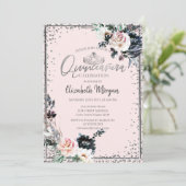 Zilveren Tiara,Diamanten Frame Witte Bloemen Kaart (Staand voorkant)