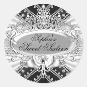 Zilveren Tiara & Diamanten Sweet Sixteen Sticker