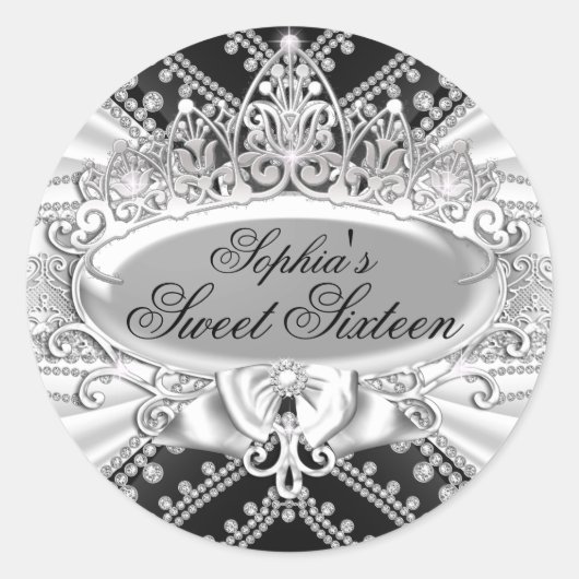Zilveren Tiara & Diamond Sweet Zestien Sticker (Voorkant)