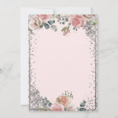 Zilveren Tiara met Parel,Roze Diamanten Rozen Quin Kaart (Achterkant)