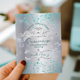 Zilveren Tiara Quinceañera verjaardagsuitnodiging  Briefkaart