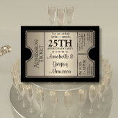Zilveren Ticket Stijl 25-jarig Huwelijksfeest Fees Kaart