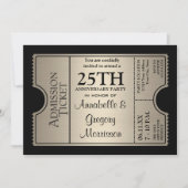 Zilveren Ticket Stijl 25e Hochzeitstag Feest Kaart (Voorkant)