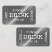 Zilveren Ticket Stijl "Geniet van een drankje op o Informatiekaartje (Voorkant / Achterkant)