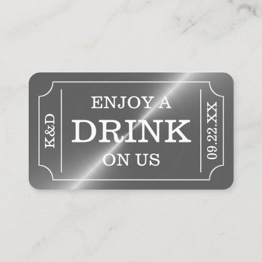 Zilveren Ticket Stijl "Geniet van een drankje op o Informatiekaartje (Achterkant)