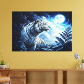 ZILVEREN TIJGER CANVAS AFDRUK (Insitu (Woonkamer))