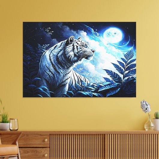 ZILVEREN TIJGER CANVAS AFDRUK (Insitu (Woonkamer))