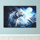 ZILVEREN TIJGER CANVAS AFDRUK (Insitu (Houten vloer))