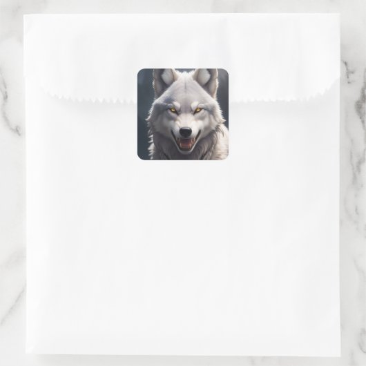 zilveren topaz wolf sticker (Tas)