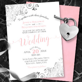 Zilveren Touches Elegant Roze & Grijs op Witte Tro Kaart