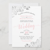 Zilveren Touches Elegant Roze & Grijs op Witte Tro Kaart (Voorkant)