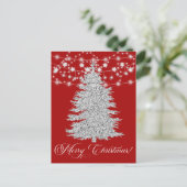 Zilveren Touwtje Licht Kerstboom Vrolijk Kerstfees Feestdagenkaart (Staand voorkant)