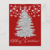 Zilveren Touwtje Licht Kerstboom Vrolijk Kerstfees Feestdagenkaart (Voorkant)