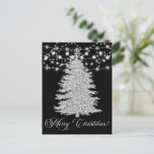 Zilveren Touwtje Licht Kerstboom Vrolijk Kerstfees Feestdagenkaart (Staand voorkant)