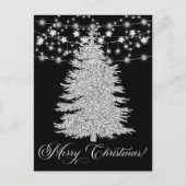 Zilveren Touwtje Licht Kerstboom Vrolijk Kerstfees Feestdagenkaart (Voorkant)