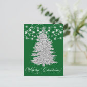 Zilveren Touwtje Licht Kerstboom Vrolijk Kerstfees Feestdagenkaart (Staand voorkant)