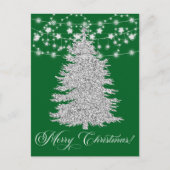Zilveren Touwtje Licht Kerstboom Vrolijk Kerstfees Feestdagenkaart (Voorkant)