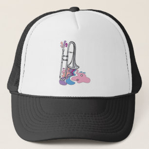 zilveren trombone ontwerp trucker pet