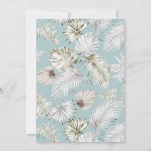 Zilveren Tropische Foliage Bridal Douche Uitnodigi Kaart (Achterkant)