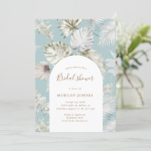 Zilveren Tropische Foliage Bridal Douche Uitnodigi