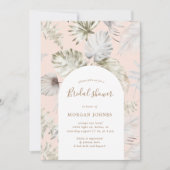 Zilveren Tropische Foliage Bridal Douche Uitnodigi Kaart (Voorkant)