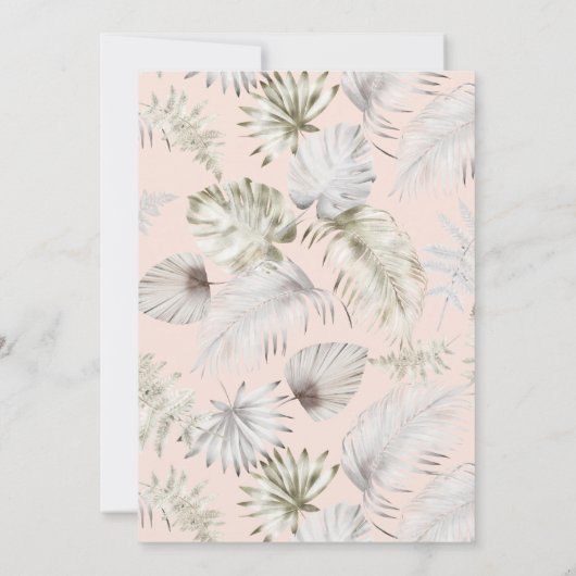 Zilveren Tropische Foliage Bridal Douche Uitnodigi Kaart (Achterkant)