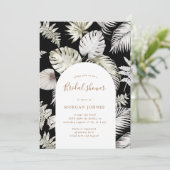 Zilveren Tropische Foliage Bridal Douche Uitnodigi Kaart (Staand voorkant)