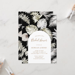 Zilveren Tropische Foliage Bridal Douche Uitnodigi Kaart