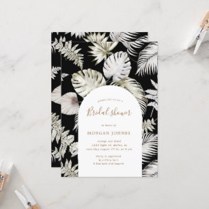 Zilveren Tropische Foliage Bridal Douche Uitnodigi Kaart