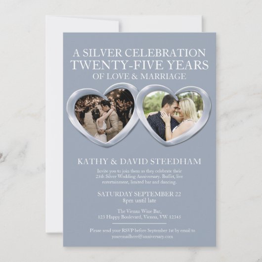 Zilveren trouwdag 25e feest 6 foto's kaart (Voorkant)
