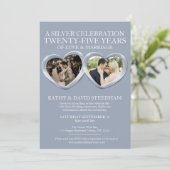 Zilveren trouwdag 25e feest 6 foto's kaart (Staand voorkant)