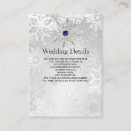 Zilveren trouwdetails kaart met koninklijk blauwe 