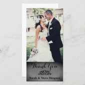 Zilveren trouwfoto Dank u Briefkaart (Voorkant / Achterkant)