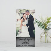 Zilveren trouwfoto Dank u Briefkaart (Staand voorkant)