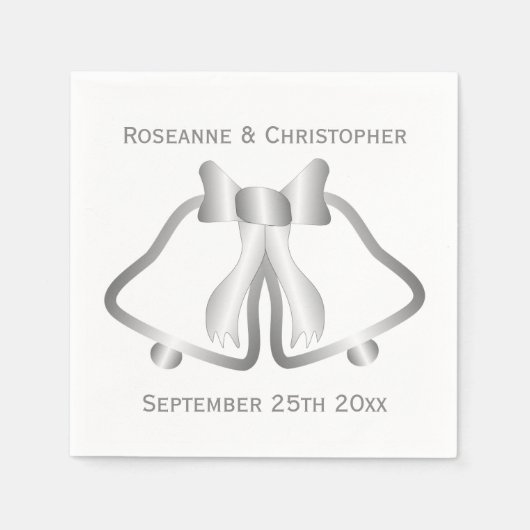 Zilveren Trouwservetten met Bellen en Lint Servet (Voorkant)