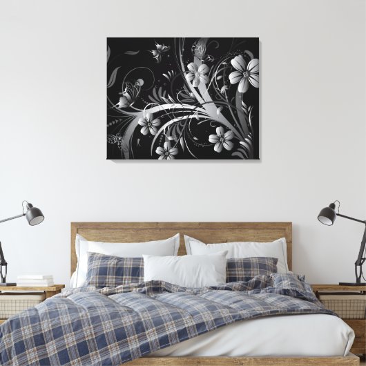 zilveren tuin canvas afdruk (Insitu (Slaapkamer))