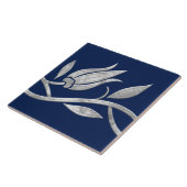 Zilveren Turkse tulp Naadloze Rand Tegeltje (Zijkant)